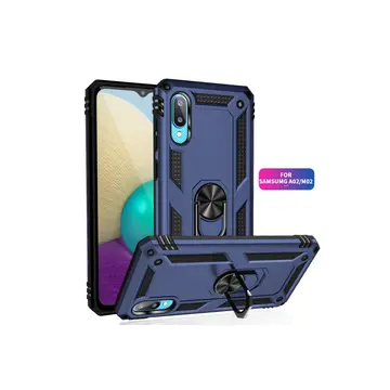 Samsung Galaxy A02 Kılıf Sofya Yüzüklü Silikon Kapak - Lacivert