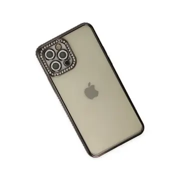 İphone 12 Pro Kılıf Joke Taşlı Silikon - Siyah