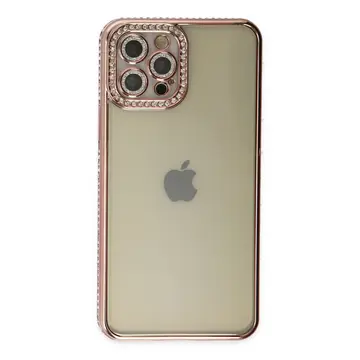İphone 12 Pro Kılıf Joke Taşlı Silikon - Pembe