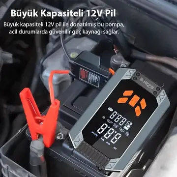 EZERE ST-9632D Taşınabilir Araç Lastik Şişirme Ve Starter Akü Takviye Seti