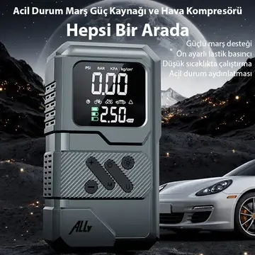 Ally ST-9654 Taşınabilir Göstergeli Araç Lastik Şişirme Ve Starter Akü Takviye Seti