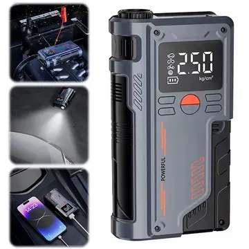 EZERE ST-9631 Pro Taşınabilir Göstergeli Araç Lastik Şişirme Ve Starter Akü Takviye Seti