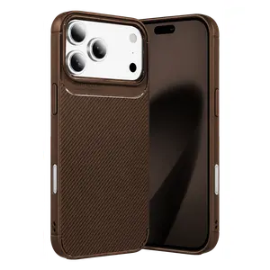 İphone 18 Pro Max Auto Focus Karbon Kapak - Kahverengi