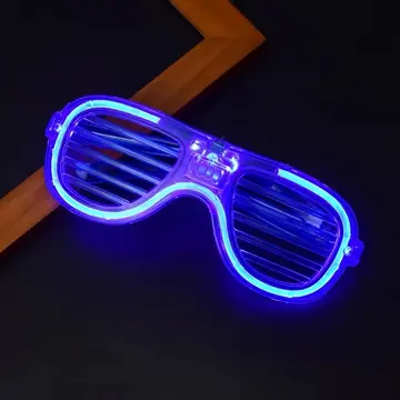 Mavi Led Işıklı Parti Gözlüğü - Neon Glow Şerit Gözlük 3 Modlu
