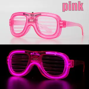 Pembe Led Işıklı Parti Gözlüğü - Neon Glow Şerit Gözlük 3 Modlu