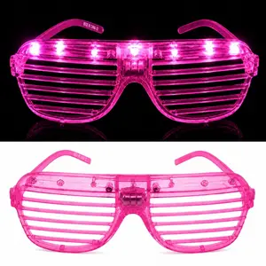 Led Işıklı Panjur Parti Gözlüğü Pembe Renk Shutter Gözlük