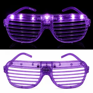 Led Işıklı Panjur Parti Gözlüğü Mor Renk Shutter Gözlük