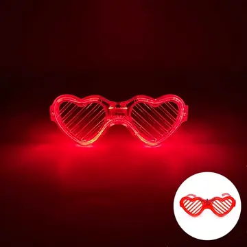 Kırmızı Led Işıklı Kalp Gözlük – 3 Modlu Parti & Glow Gözlüğü