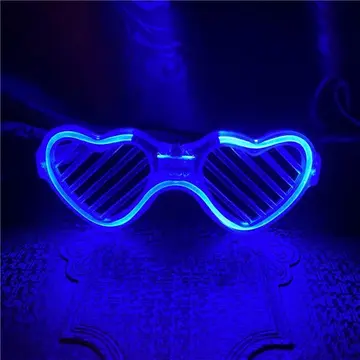 Mavi Led Işıklı Kalp Gözlük – 3 Modlu Parti & Glow Gözlüğü