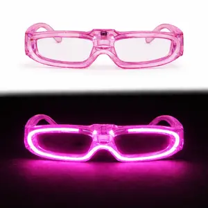 Pembe Led Işıklı Parti Gözlüğü 3 Modlu – Glow & Gece Eğlence Gözlüğü