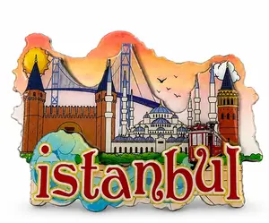 İstanbul Temalı Ahşap Buzdolapı Süsü Magnet