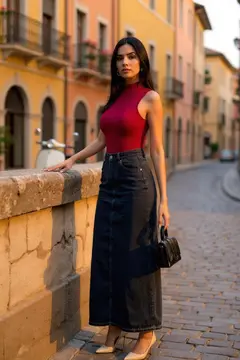 Kadın Bordo Kolsuz Balıkçı Yaka Basic Bluz