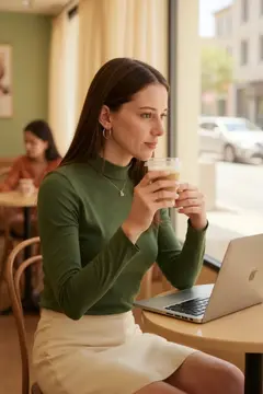 Kadın Haki Yeşili Parmak Detaylı Esnek Uzun Kollu Body