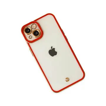 İphone 14 Plus Kılıf Liva Lens Silikon - Kırmızı
