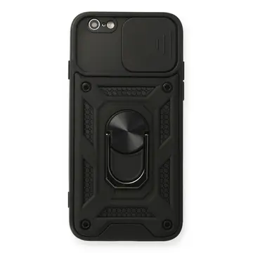 İphone 6 Kılıf Pars Lens Yüzüklü Silikon - Siyah