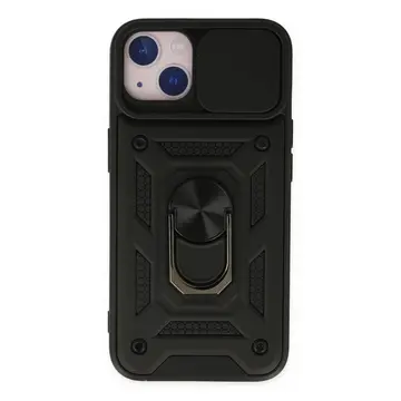 İphone 14 Kılıf Pars Lens Yüzüklü Silikon - Siyah
