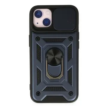 İphone 14 Kılıf Pars Lens Yüzüklü Silikon - Lacivert
