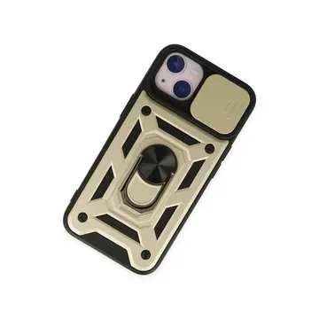 İphone 14 Kılıf Pars Lens Yüzüklü Silikon - Gold