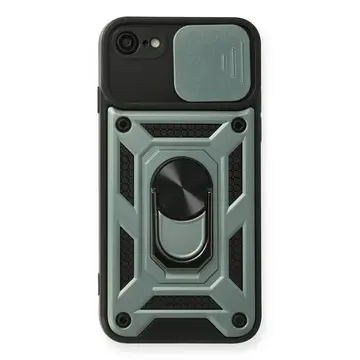 İphone 7 Kılıf Pars Lens Yüzüklü Silikon - Yeşil