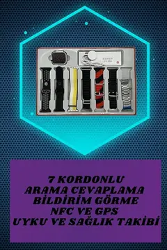 7 Kordonlu Akıllı Saat Ve 3.Nesil Kulaklık Dokunmatik Ekran Sesli Görüşme Yapabilen