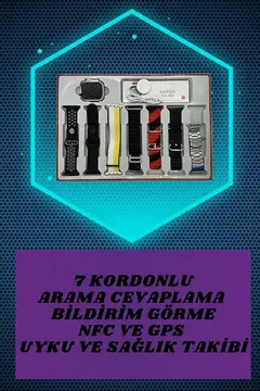 Aynalı Bluetooth Kulaklık ve 7 Kordonlu Akıllı Saat Dijital Göstergeli Uzun Pil Ömrü
