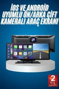 4K Ultra Araç İçi Ön ve Arka Kameralı Ekran HD 2 Kameralı Torpido Üstü Araç Multimedya