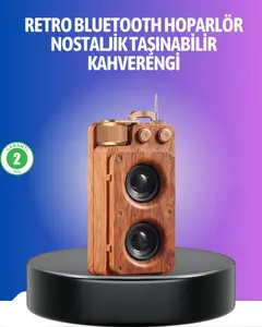 Vintage Tasarımlı Bluetooth Hoparlör Uzun Pil Ömürlü ve FM Destekli