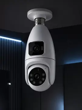 Wi-Fi Ampul Kamera Sistemi Gece Görüşlü Çift Lens