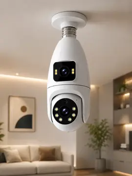 Gece Görüşlü Çift Lens Wi-Fi Ampul Kamera Mobil Takip Destekli