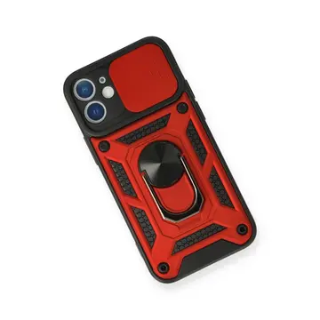 İphone 11 Kılıf Pars Lens Yüzüklü Silikon - Kırmızı