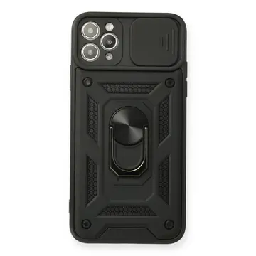 İphone 11 Pro Kılıf Pars Lens Yüzüklü Silikon - Siyah