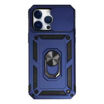 İphone 14 Pro Max Kılıf Pars Lens Yüzüklü Silikon - Lacivert