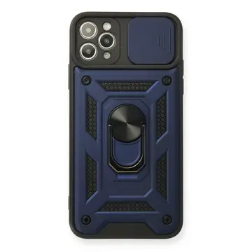 İphone 11 Pro Max Kılıf Pars Lens Yüzüklü Silikon - Lacivert
