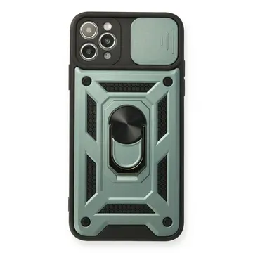 İphone 11 Pro Max Kılıf Pars Lens Yüzüklü Silikon - Yeşil