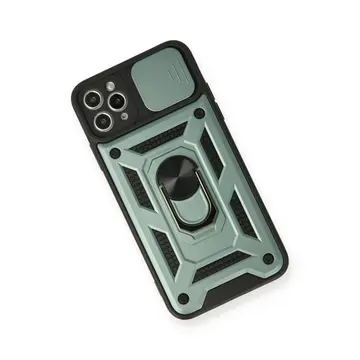 İphone 11 Pro Max Kılıf Pars Lens Yüzüklü Silikon - Yeşil