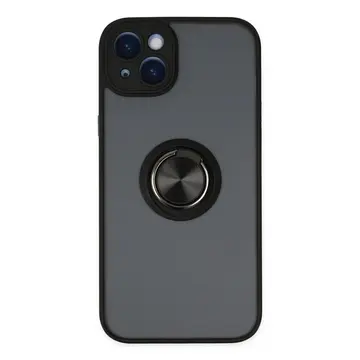 İphone 14 Kılıf Montreal Yüzüklü Silikon Kapak - Siyah
