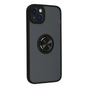 İphone 14 Kılıf Montreal Yüzüklü Silikon Kapak - Siyah