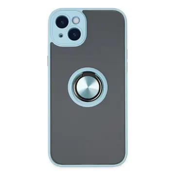 İphone 14 Kılıf Montreal Yüzüklü Silikon Kapak - Buz Mavi