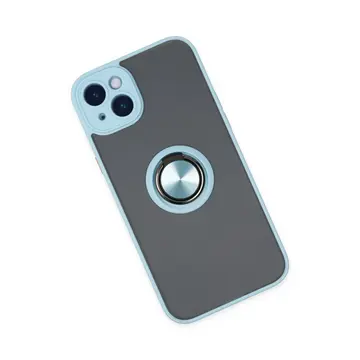 İphone 14 Kılıf Montreal Yüzüklü Silikon Kapak - Buz Mavi