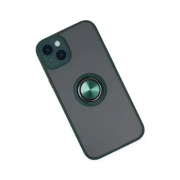 İphone 14 Kılıf Montreal Yüzüklü Silikon Kapak - Yeşil