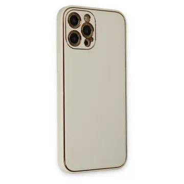 İphone 12 Pro Max Kılıf Coco Deri Silikon Kapak - Beyaz