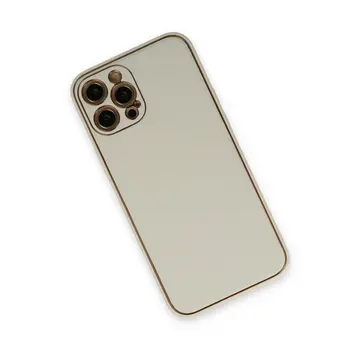 İphone 12 Pro Max Kılıf Coco Deri Silikon Kapak - Beyaz