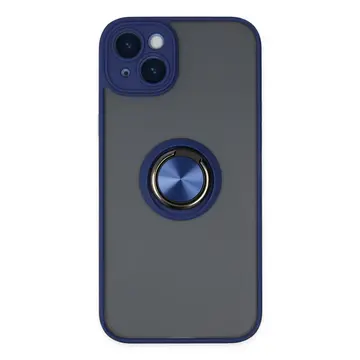 İphone 14 Kılıf Montreal Yüzüklü Silikon Kapak - Lacivert