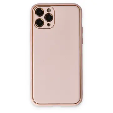 İphone 11 Pro Max Kılıf Coco Deri Silikon Kapak - Pudra