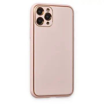 İphone 11 Pro Max Kılıf Coco Deri Silikon Kapak - Pudra