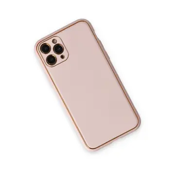 İphone 11 Pro Max Kılıf Coco Deri Silikon Kapak - Pudra
