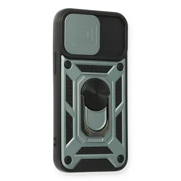 İphone 12 Mini Kılıf Pars Lens Yüzüklü Silikon - Yeşil