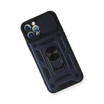 İphone 12 Pro Kılıf Pars Lens Yüzüklü Silikon - Lacivert