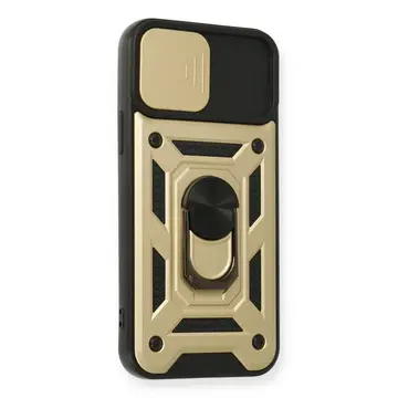 İphone 12 Pro Kılıf Pars Lens Yüzüklü Silikon - Gold