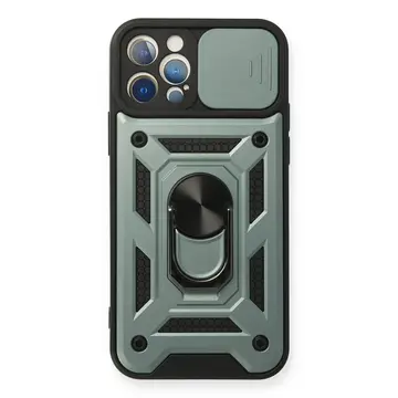 İphone 12 Pro Kılıf Pars Lens Yüzüklü Silikon - Yeşil